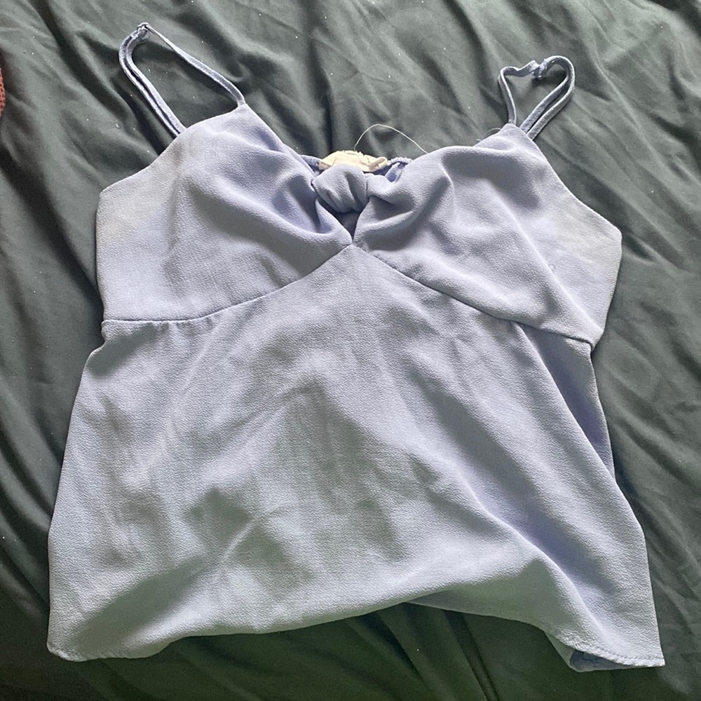 Pink Rose light blue tank top, S: L